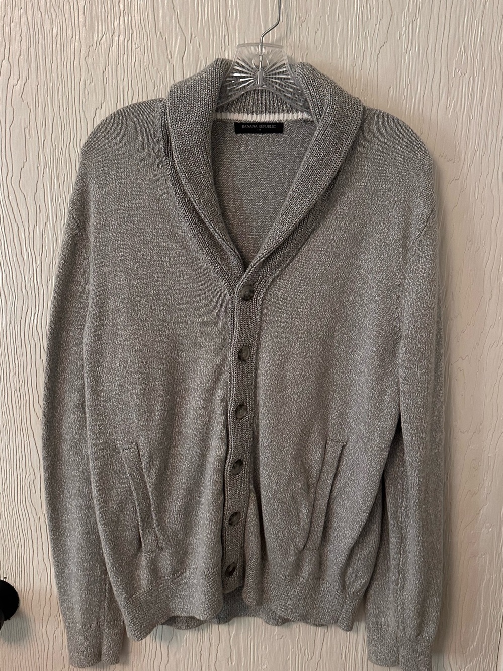 Banana Republic Men's Gray Shawl Collar Button-Up Sweater NWOT med